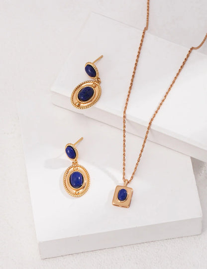 Natural Lapis Lazuli Dangle Earrings