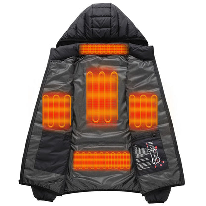 Ladies' Warm Padded Jacket with Dual-Mode Control and USB Power